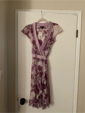 bebe Lavender Floral Wrap Midi Dress